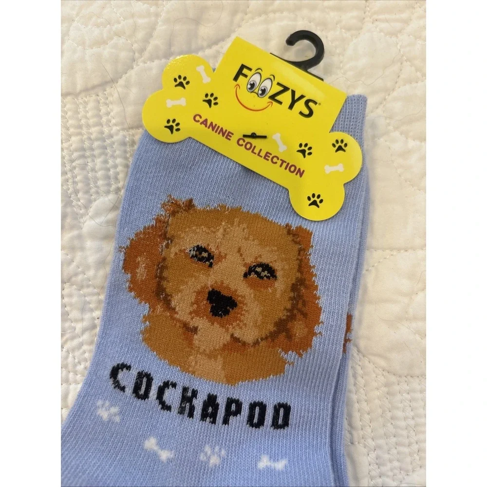 Foozy's Canine Collection Cockapoo Socks Women SZ 9-11‎ Blue Polyester Blend New